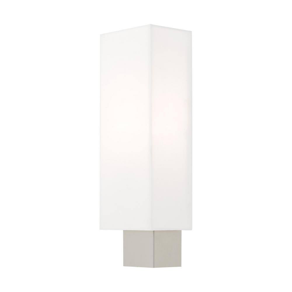 Clark Brushed Nickel 1-Light ADA Compliant Wall Sconce with Off-White Shade