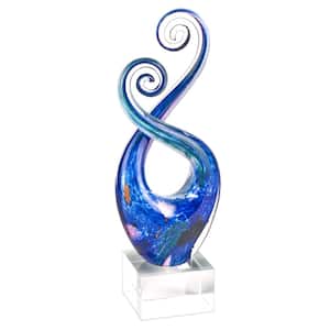 Monet Murano Style Art Glass Swirl Abstract Centerpiece on Crystal Base 10 in.