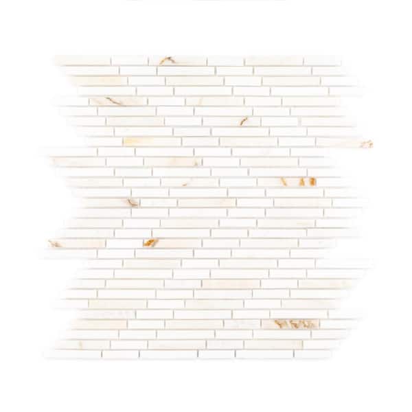Lightspeed White/Gold 12.5 in. x 11.875 in. Chevron Polished Calacatta Thassos/Marble Mosaic Tile (10.30 sq. ft./Case)