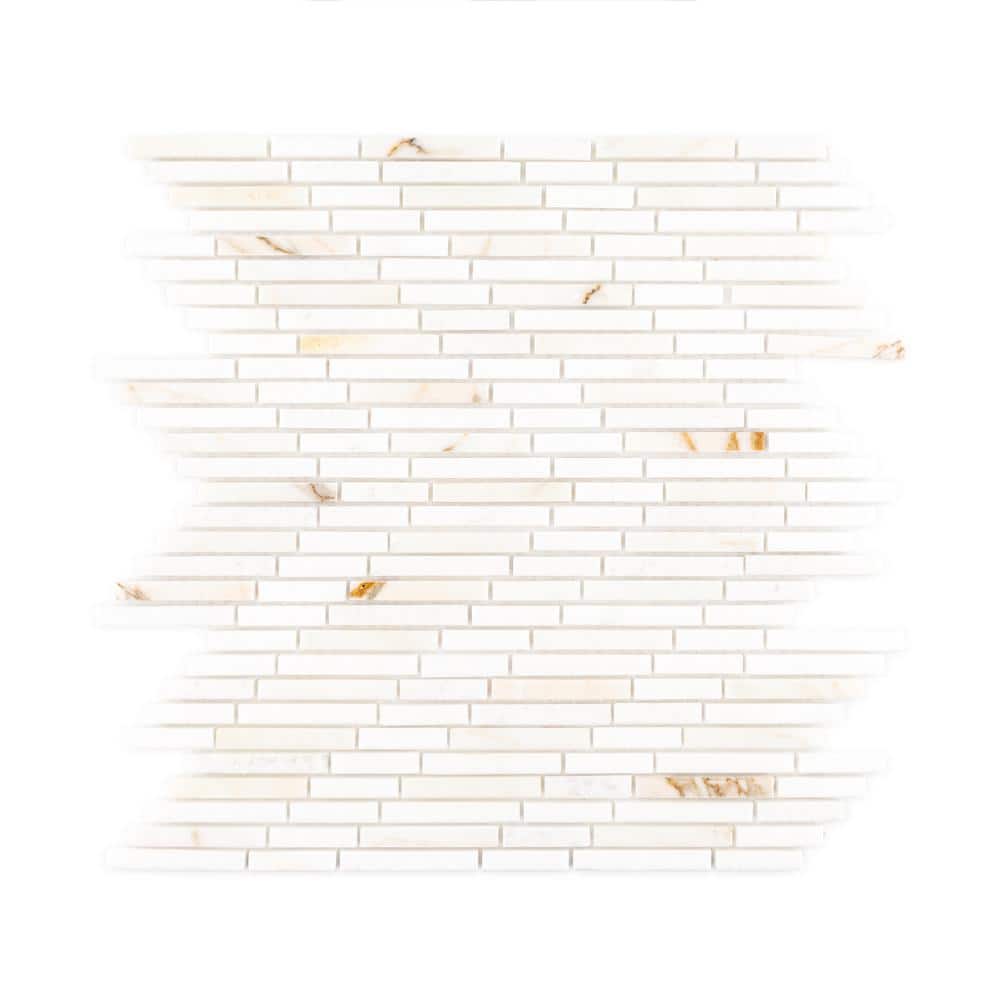 Jeffrey Court Lightspeed White/Gold 12.5 in. x 11.875 in. Chevron Polished Calacatta Thassos/Marble Mosaic Tile (10.30 sq. ft./Case) -  13023