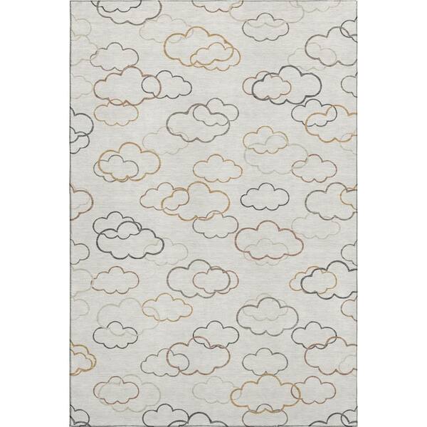 Mayfield Premium Machine Washable Abstract AMF2508 Linen 9 ft. x 12 ft. Area Rug