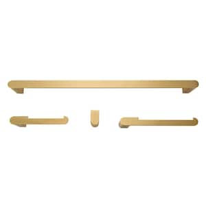 4-Piece Bath Hardware Set with Towel Bar Toilet Paper Holder Towel Ring and Robe Hook in Matte Brass