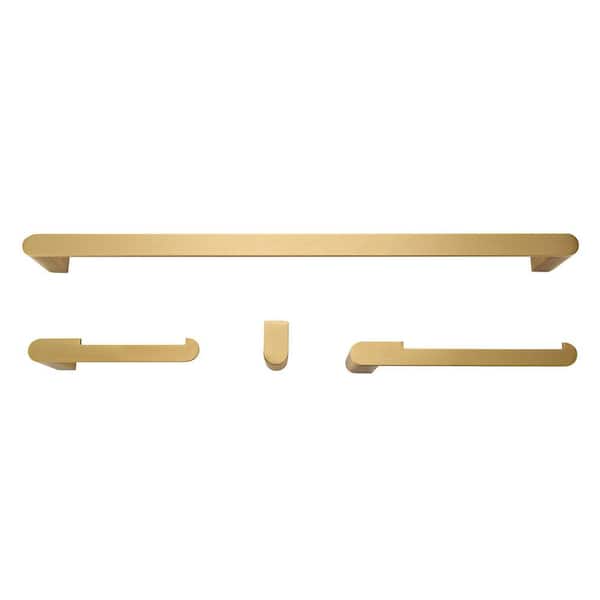 Globe Electric 4-Piece Bath Hardware Set with Towel Bar Toilet Paper Holder  Towel Ring and Robe Hook in Matte Brass 91002823 - The Home Depot