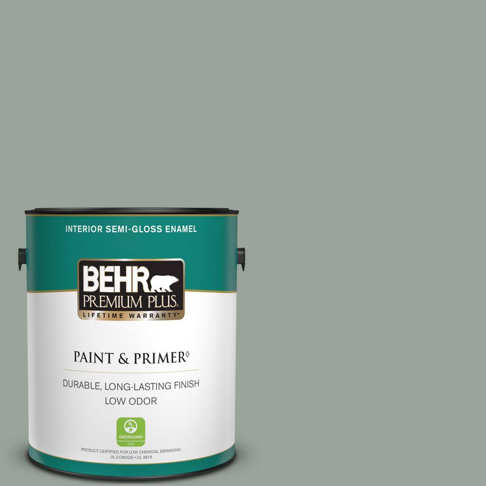 Behr Premium Plus 1 Gal N410 4 Natures Gift Semi Gloss Enamel Low Odor Interior Paint Primer 340001 The Home Depot