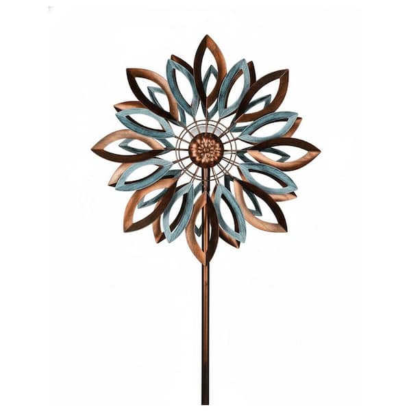 87 in. H Metal Garden Solar Wind Spinner, Sun Outdoor Wind Sculpture Yard Art Decor for Patio