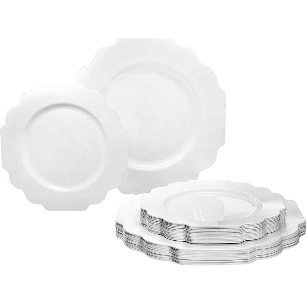 50-Plates Pack (25-Guests)-Heavyweight Wedding Party Disposable Plastic Plate Set in White price history on PriceWatchPro