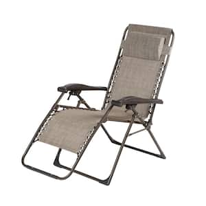 Mix and Match Folding Zero Gravity Steel Outdoor Patio Sling Chaise Lounge Chair in Riverbed Taupe