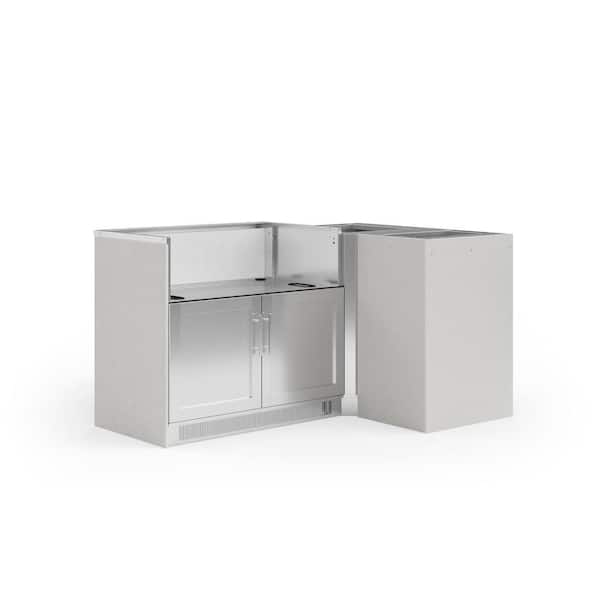 NewAge Products Signature Series Stainless Steel 4-Piece L Shape Outdoor Kitchen Cabinet Set with 40 in. Grill Cabinet