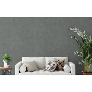 Brushstrokes Texture Anthracite Metallic Finish Vinyl on Non-Woven Non-Pasted Wallpaper Roll