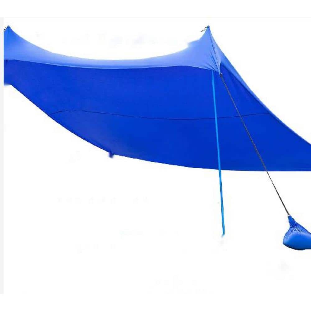 CASAINC 10 ft. x 9 ft. Blue Family Beach Tent Canopy Sunshade with 4-Poles  HYO07BL