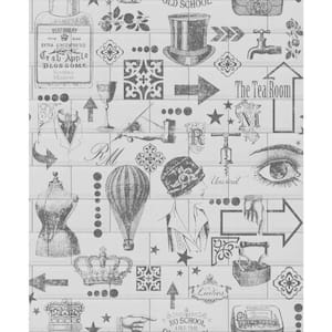 Black Vintage Paper Strippable Wallpaper (Covers 57 sq. ft.)