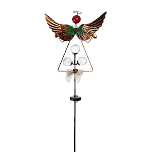 43 in. Tall Solar Rustic Angel Garden Stake with White LED Lights and Timer