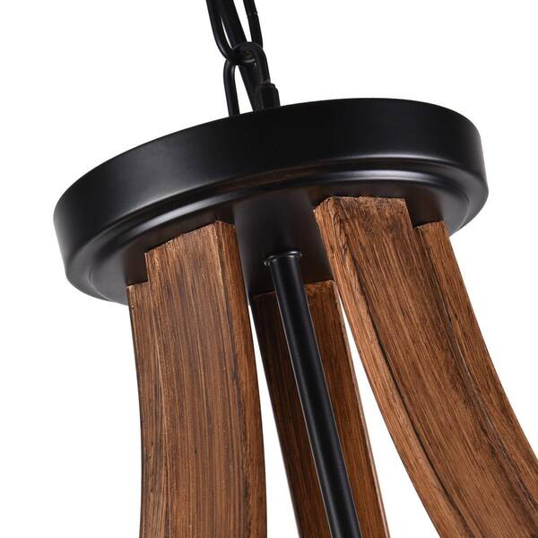 aiwen 6-Light Rustic Style Wood Black Grain Pendant Light aiwen 6-Light Rustic Style Wood Black Grain Pendant Light