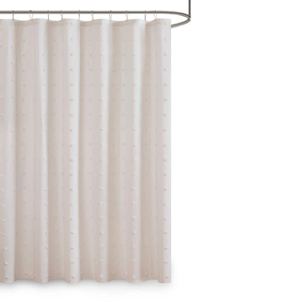 Ivory Cotton Jacquard Pom Pom Shower Curtain