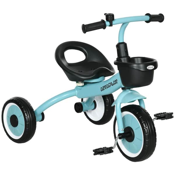 Blue 10 in. Kids Tricycle with Adjustable Seat, Basket, Bell, Handlebar Grips for Toddlers Age 2-5 Years Old