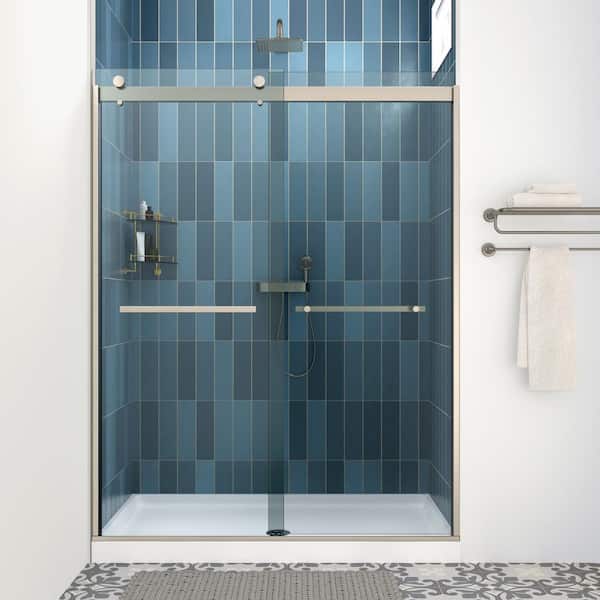 Streamline Como 48 in. W x 74 in. H Sliding Shower Door, CrystalTech Treated 5/16 in. Tempered Clear Glass, Chrome Hardware