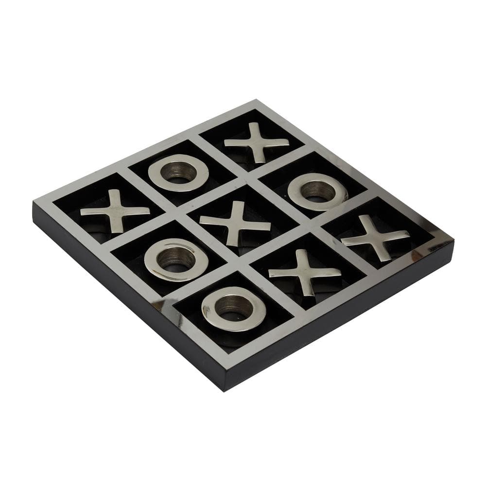 Litton Lane Silver Aluminum Tic Tac Toe Game Set The Home Depot