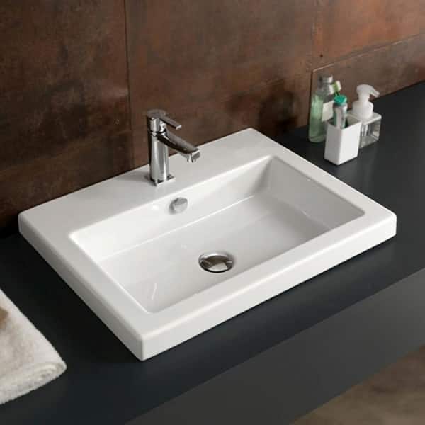 Nameeks Cangas Wall Mounted Ceramic Bathroom Sink in White