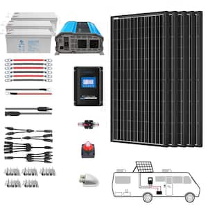 500-Watt Black Monocrystalline OffGrid Solar Power Kit, 5 x 100-Watt Solar Panel with 3 200Ah Gel Deep Cycle Batteries