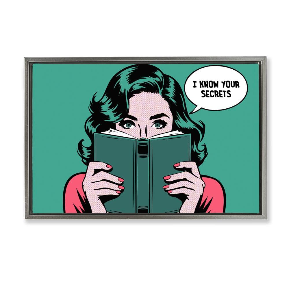 Know Your Secrets Gray Framed Floater Canvas Wall Art, design by Andreas Magnusson