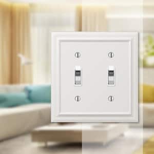 Continental 2 Gang Toggle Metal Wall Plate - White