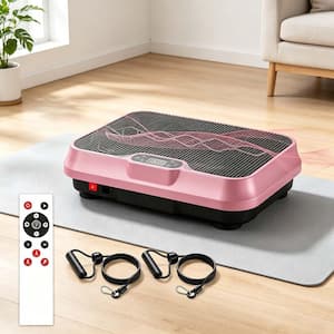 Vibration Plate Exercise Machine, Whole Body Workout Platform Workout Waver with Remote Control, Resistance Bands, Pink