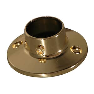 2-2/4 in. Heavy Round Shower Rod Flanges in Polished Brass