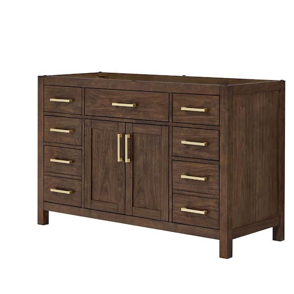 Beckett 53 in. Bath Vanity Cabinet without Top in Dark Walnut