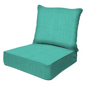 Outdoor Deep Seating Lounge Chair Cushion Textured Solid Surf Aqua