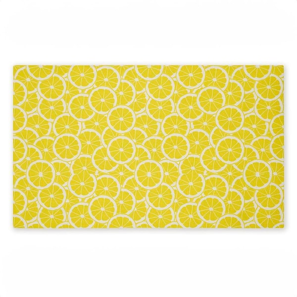 Zesty Lemons Everywhere Yellow 18 in. x 30 in. Polyester Non-Slip Outdoor Door Mat