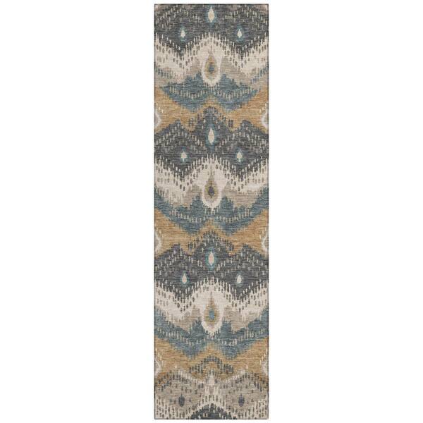Chantille Machine Washable Indoor/Outdoor Abstract ACN3074 Graphite 2 ft. x 7 ft. Runner Rug