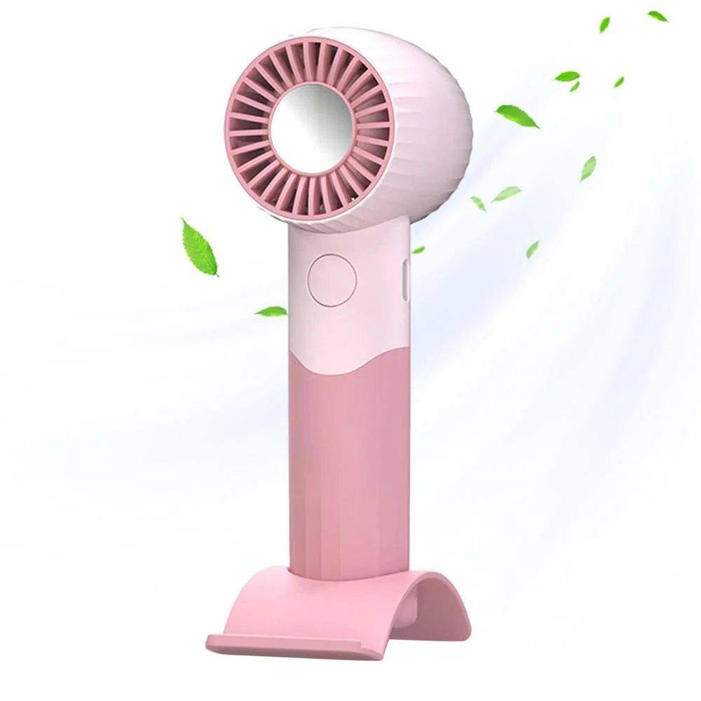Portable Handheld USB Battery Rechargeable 2 in. 3 Fan Speeds Desk Fan in Pink Base Phone Holder, Quiet and Strong Wind price history on PriceWatchPro