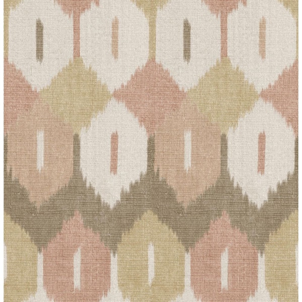 A-Street Prints Abilene Apricot Orange Ikat Wallpaper Sample