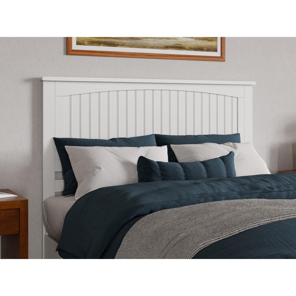 Naples White Queen Wood Low Profile Platform Bed with Slats