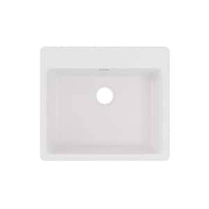 Quartz Classic  25in. Drop-in 1 Bowl  White Granite/Quartz Composite Sink Only and No Accessories