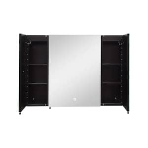 36 in. W x 26 in. H Rectangular Black Surface Mount Medicine Cabinet with Mirror Defogger Dimmable Light Brightness