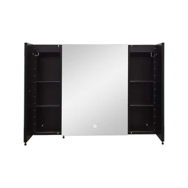 Unbranded 36 in. W x 26 in. H Rectangular Black Surface Mount Medicine Cabinet with Mirror Defogger Dimmable Light Brightness