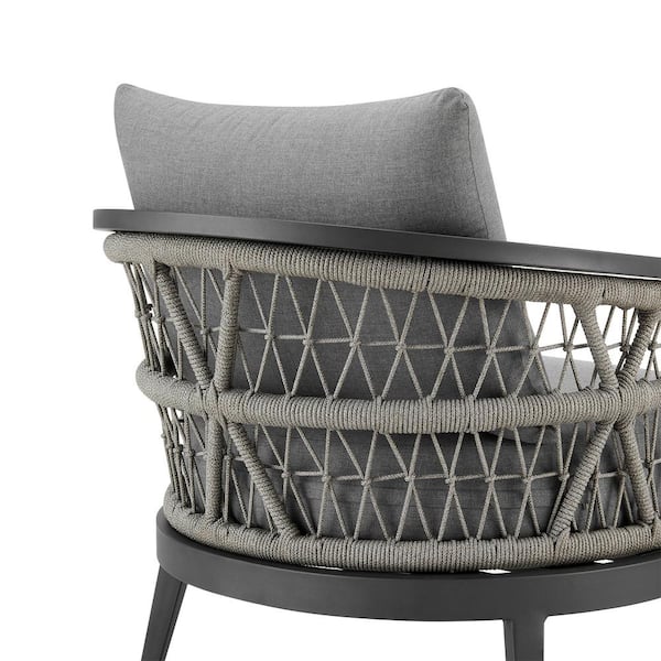 Armen Living Zella Aluminum Outdoor Lounge Chair with Earl Gray