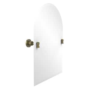 Washington Square Collection 21 in. x 29 in. Frameless Arched Top Single Tilt Mirror with Beveled Edge in Antique Brass