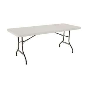 72 in. Almond Plastic Portable Folding Banquet Table