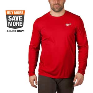 Men's WORKSKIN Large Red Lightweight Performance Long-Sleeve T-Shirt