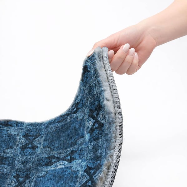 Dream Shag Premium Machine Washable Abstract ADS564 Navy 5 ft. x 7 ft. 6 in. Area Rug
