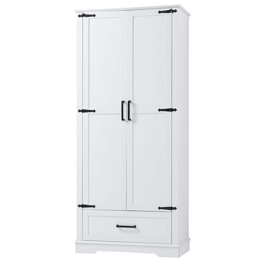 31 in. W x 16 in. D x 69 in. H White MDF Freestanding Linen Cabinet with Door, Drawer, Adjustable Shelf price history on PriceWatchPro