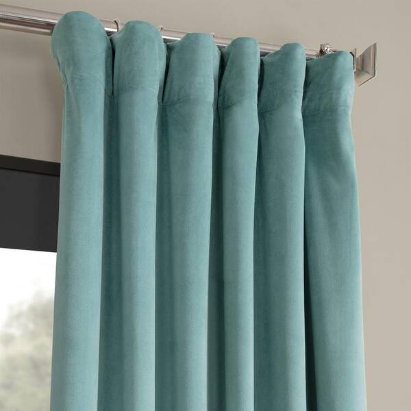 Exclusive Fabrics Furnishings Aqua Mist Velvet Rod Pocket Blackout Curtain 50 In W X 120 L Vpch 140803 Exclusive Fabrics Furnishings Aqua, Aqua Blackout Curtains Uk