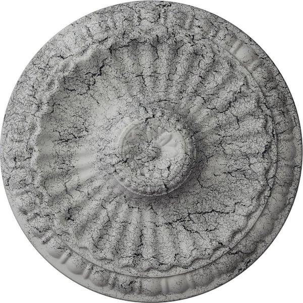 Ekena Millwork 11-1/4 in. x 1-1/8 in. Linus Urethane Ceiling Medallion, Ultra Pure White Crackle