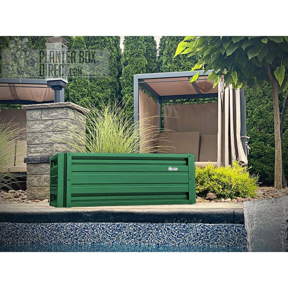 Emerald Green Rectangular Metal Raised Garden Bed with 18" High Walls