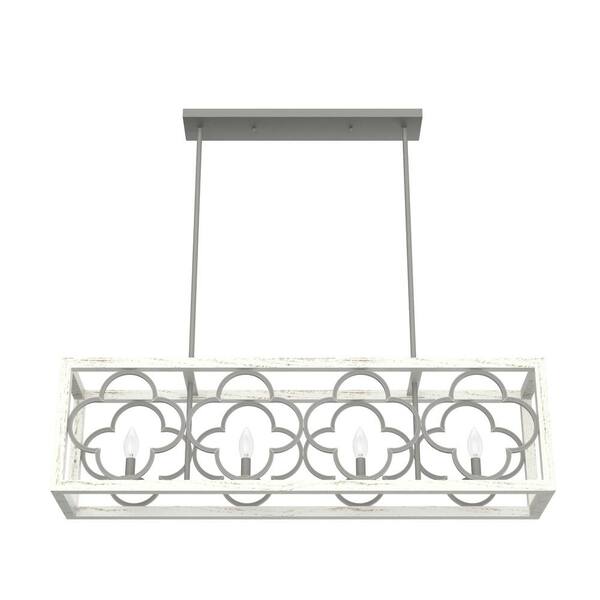Hunter Gablecrest 4 Light Concrete Rustic White Linear Chandelier Kitchen Light