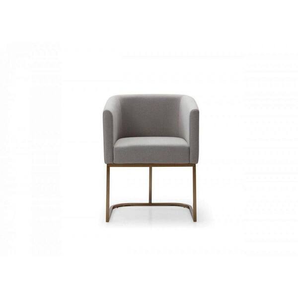 Modrest Yukon Modern Meduim Grey and Antique Brass Fabric Arm Chair