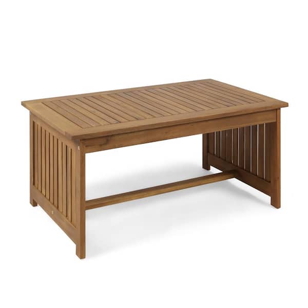Benjara 18.25 in. Brown Rectangular Wooden Outdoor Coffee Table