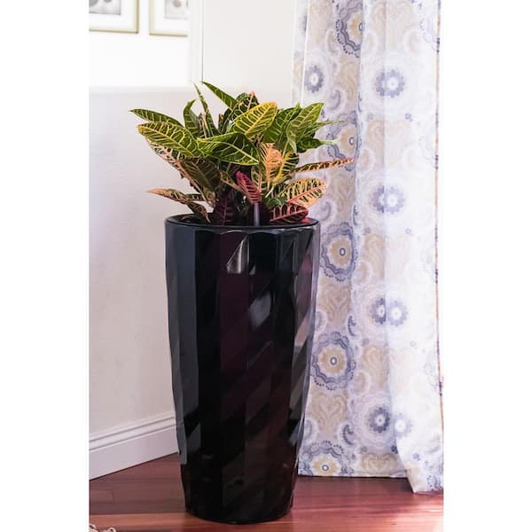 XBRAND 29.5 in. H Black Plastic Self Watering Indoor Outdoor Tall Round  Planter Pot, Decorative Gardening Pot, Home Decor SWPlanterBK73 - The Home  Depot